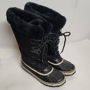 JBU Snowy Soft Faux Fur Sz 8M Women's Black Winter Boots